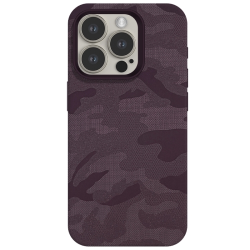 

For iPhone 14 Pro Max Camouflage Ice Feel Texture MagSafe PU Hybrid PC Phone Case(Purple)