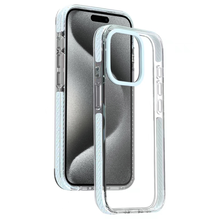 

For iPhone 15 Pro Max Candy Series 3 in 1 Highly Transparent PC Phone Case(Blue)