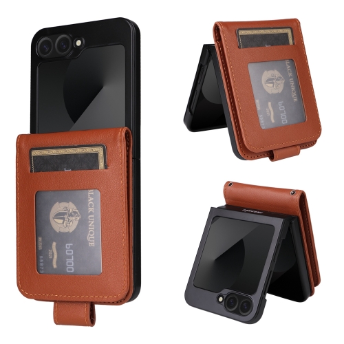 

For Samsung Galaxy Z Flip6 5G Multifunctional Horizontal Flip Leather Phone Case with Three Card Slot(Brown)