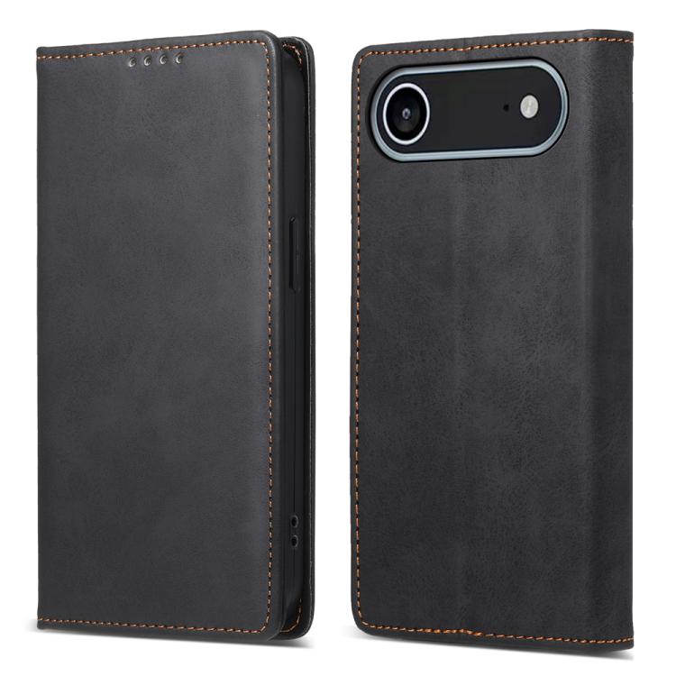 

For iPhone Air Business Solid Color Magnetic RFID Leather Phone Case(Black)