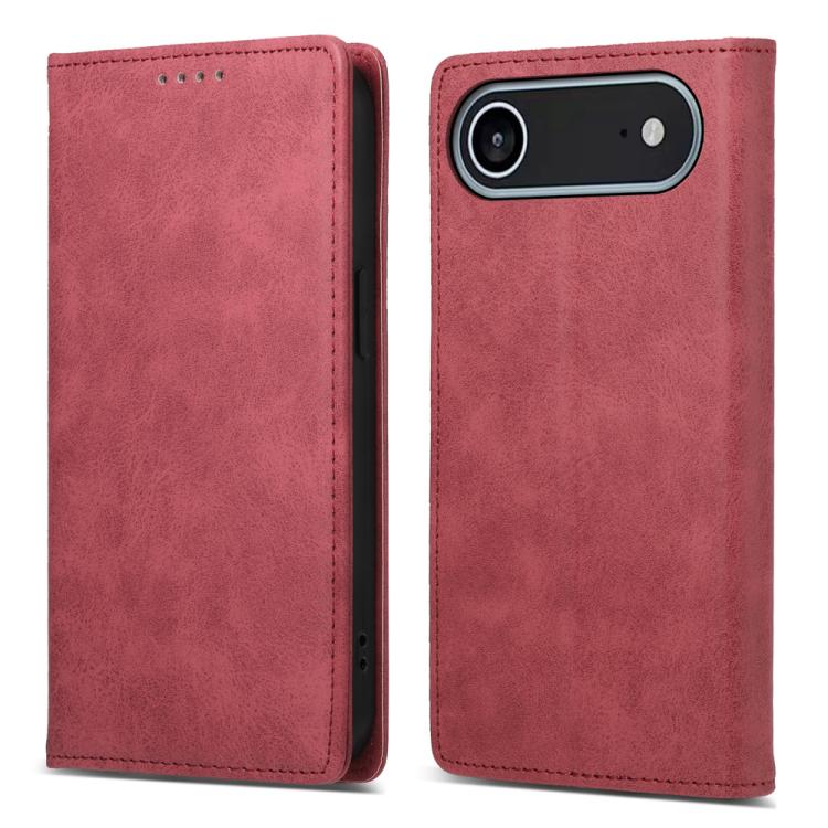 

For iPhone 17 Air Business Solid Color Magnetic RFID Leather Phone Case(Red)