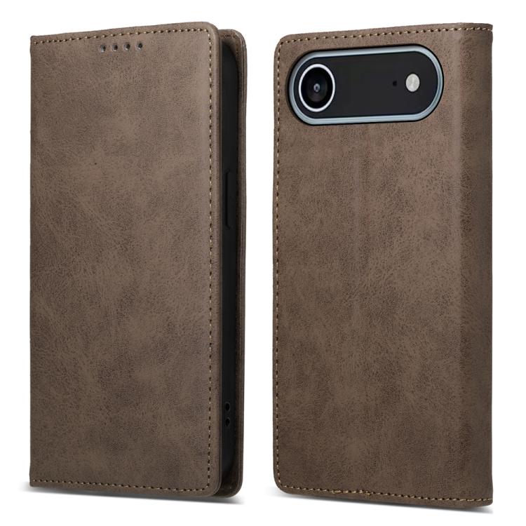 

For iPhone Air Business Solid Color Magnetic RFID Leather Phone Case(Brown)