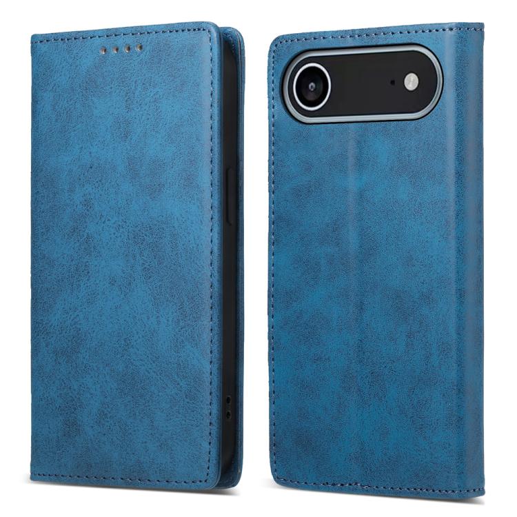 

For iPhone Air Business Solid Color Magnetic RFID Leather Phone Case(Blue)