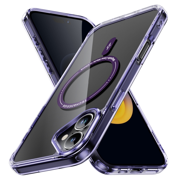 

For iPhone 16 Airbag Magsafe PC Hybrid TPU Phone Case(Clear Purple)
