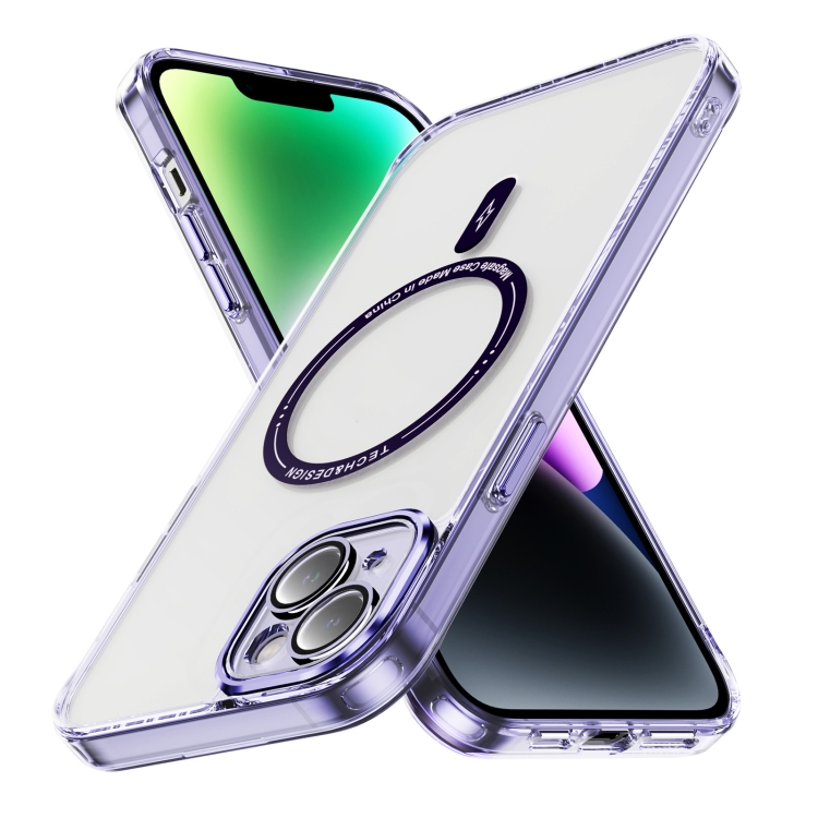 

For iPhone 15 Airbag Magsafe PC Hybrid TPU Phone Case(Clear Purple)