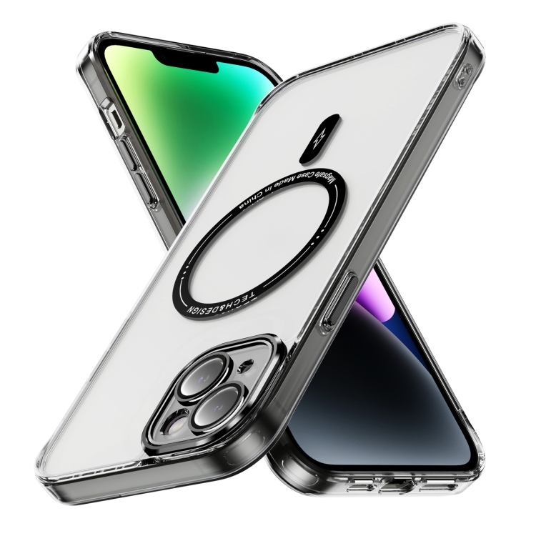 

For iPhone 14 Plus Airbag Magsafe PC Hybrid TPU Phone Case(Clear Black)