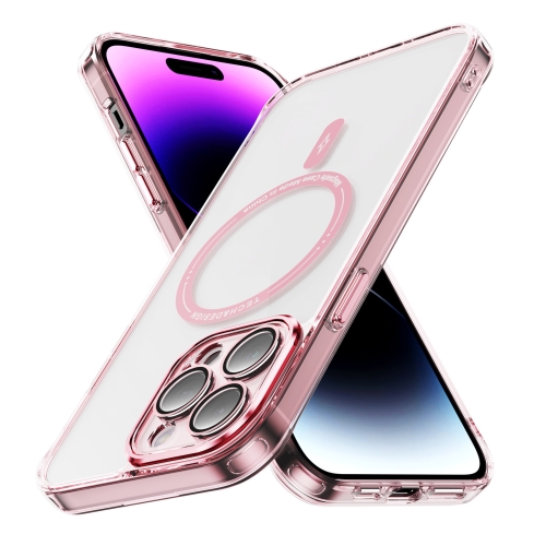 

For iPhone 14 Pro Max Airbag Magsafe PC Hybrid TPU Phone Case(Clear Pink)