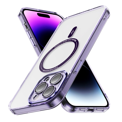 

For iPhone 14 Pro Max Airbag Magsafe PC Hybrid TPU Phone Case(Clear Purple)