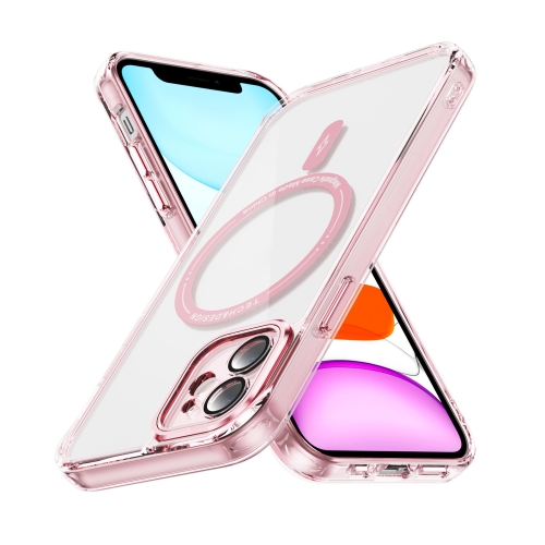 

For iPhone 12 Airbag Magsafe PC Hybrid TPU Phone Case(Clear Pink)