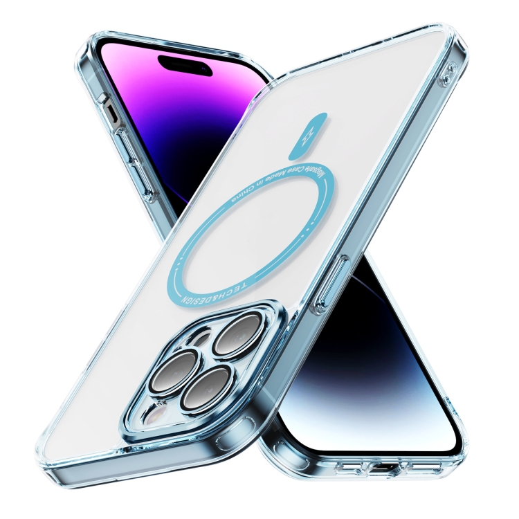 

For iPhone 12 Pro Max Airbag Magsafe PC Hybrid TPU Phone Case(Clear Blue)
