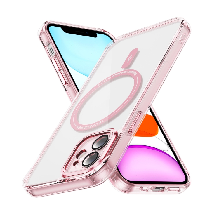 

For iPhone 11 Airbag Magsafe PC Hybrid TPU Phone Case(Clear Pink)