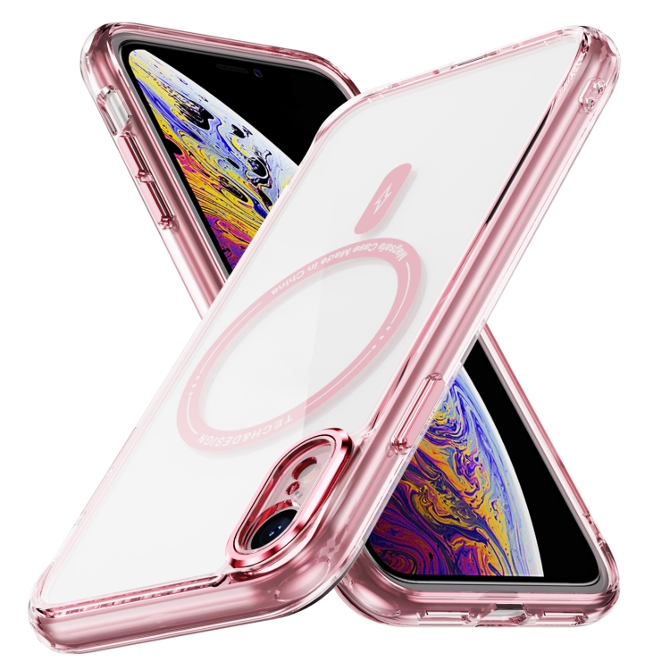 

For iPhone XR Airbag Magsafe PC Hybrid TPU Phone Case(Clear Pink)