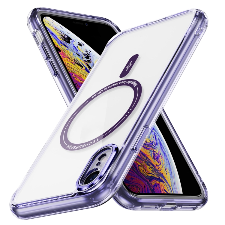 

For iPhone XR Airbag Magsafe PC Hybrid TPU Phone Case(Clear Purple)