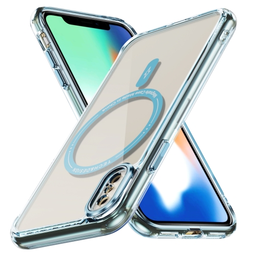 

For iPhone XS Max Airbag Magsafe PC Hybrid TPU Phone Case(Clear Blue)