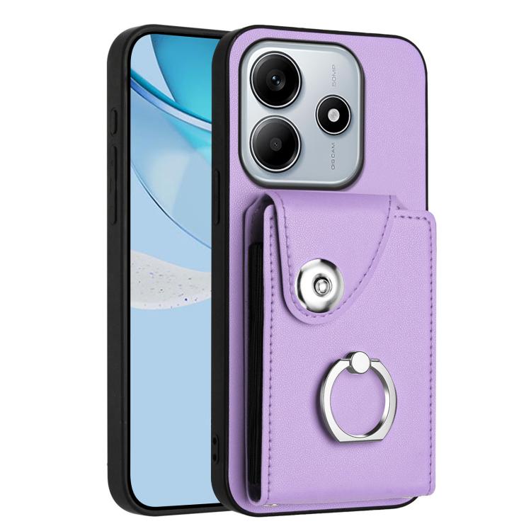 

For Redmi Note 14 5G Global Organ Card Bag Ring Holder Phone Case(Purple)