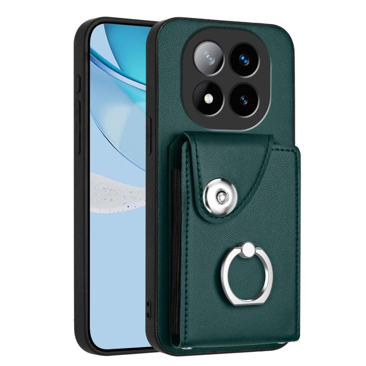 

For Redmi Note 14 Pro+ 5G Global Organ Card Bag Ring Holder Phone Case(Green)