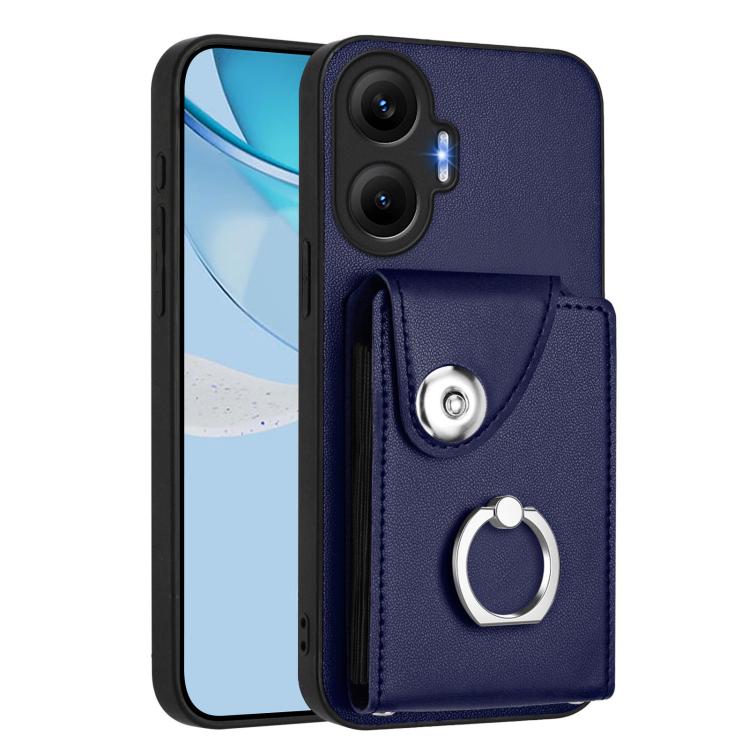 

For Redmi Turbo 4 Pro / Poco F7 Organ Card Bag Ring Holder Phone Case(Blue)