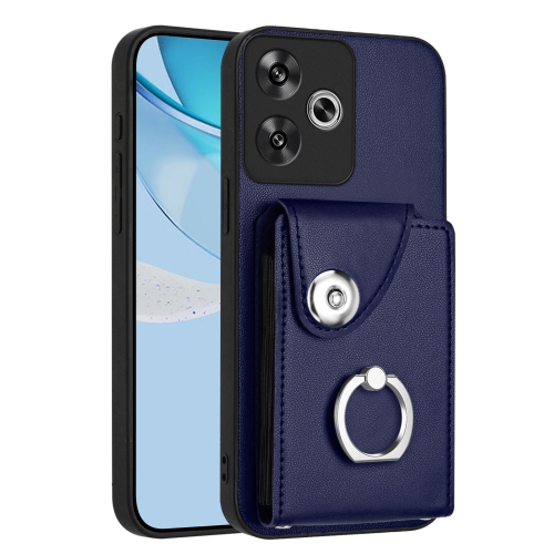 

For Xiaomi Poco F6 5G India Organ Card Bag Ring Holder Phone Case(Blue)