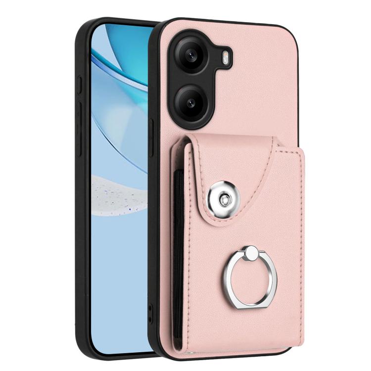 

For Xiaomi Poco X7 Pro Organ Card Bag Ring Holder Phone Case(Pink)