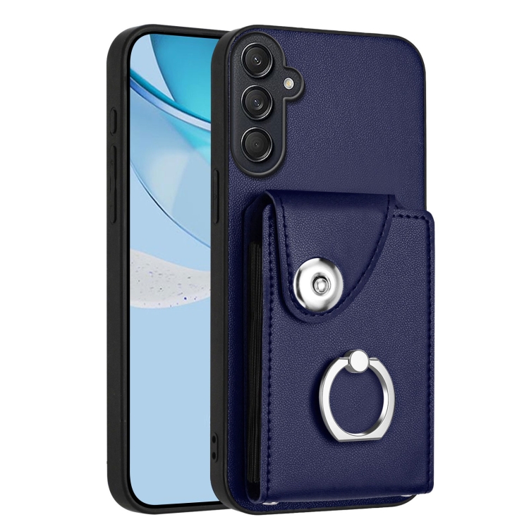 

For Samsung Galaxy M55 / C55 5G Organ Card Bag Ring Holder Phone Case(Blue)