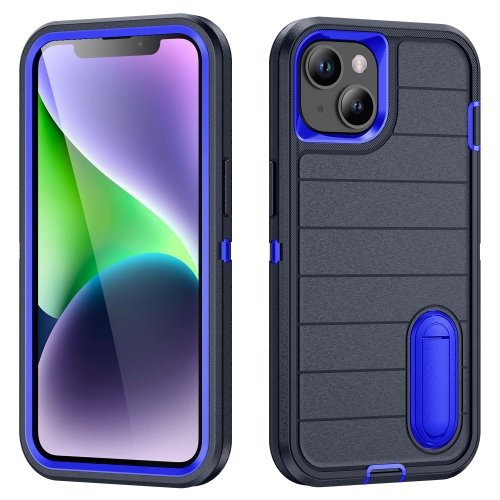 

For iPhone 13 Defender Gen2 Rugged PC + Silicone Phone Case with Holder(Dark Blue)