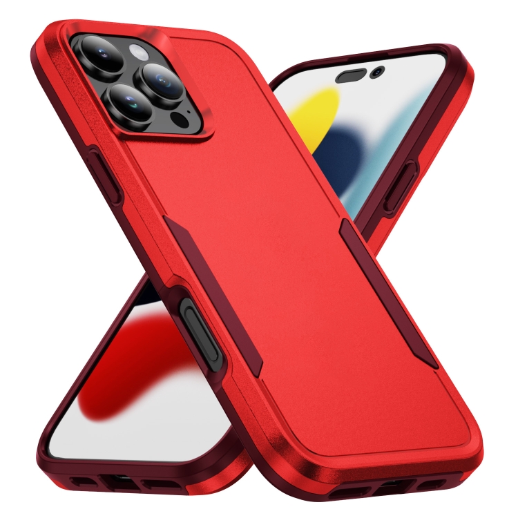 

For iPhone 16 Pro Pioneer Armor Heavy Duty PC + TPU Phone Case(Red+Rose Red)