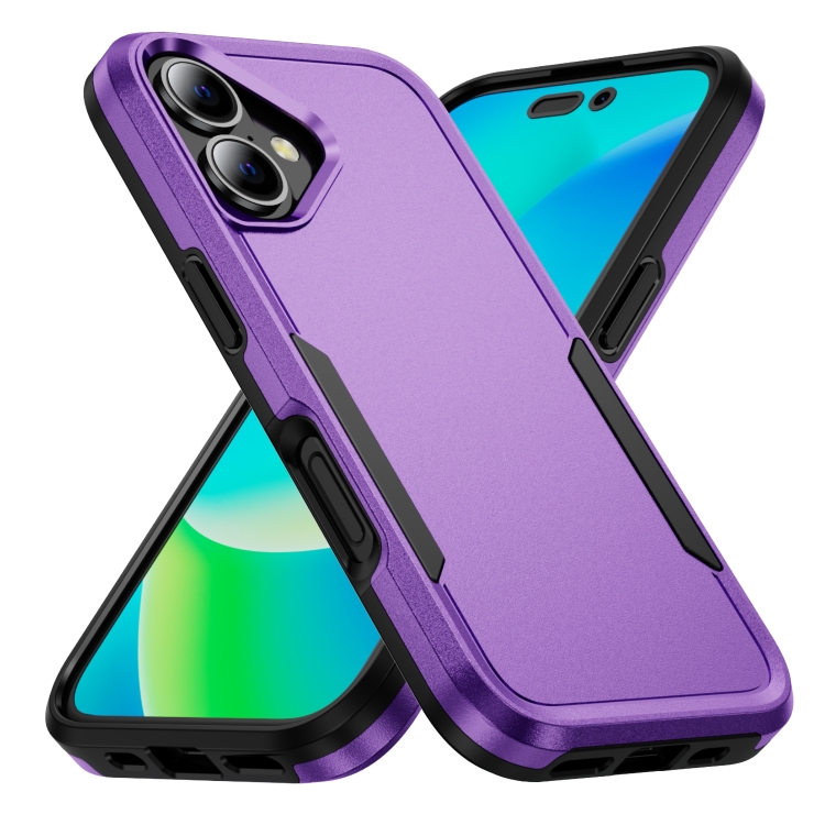 

For iPhone 16 Plus Pioneer Armor Heavy Duty PC + TPU Phone Case(Purple+Black)