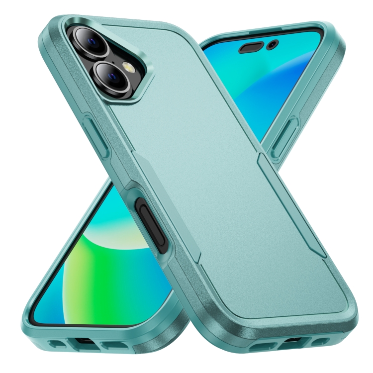 

For iPhone 16 Pioneer Armor Heavy Duty PC + TPU Phone Case(Green)