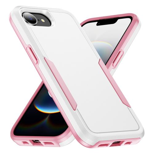 

For iPhone 16e Pioneer Armor Heavy Duty PC + TPU Phone Case(White+Pink)