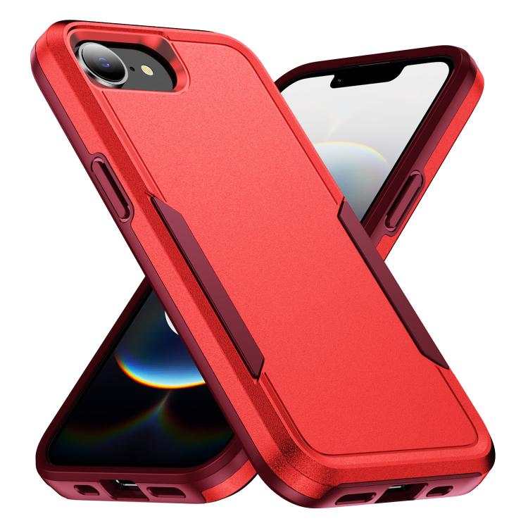 

For iPhone 16e Pioneer Armor Heavy Duty PC + TPU Phone Case(Red+Rose Red)