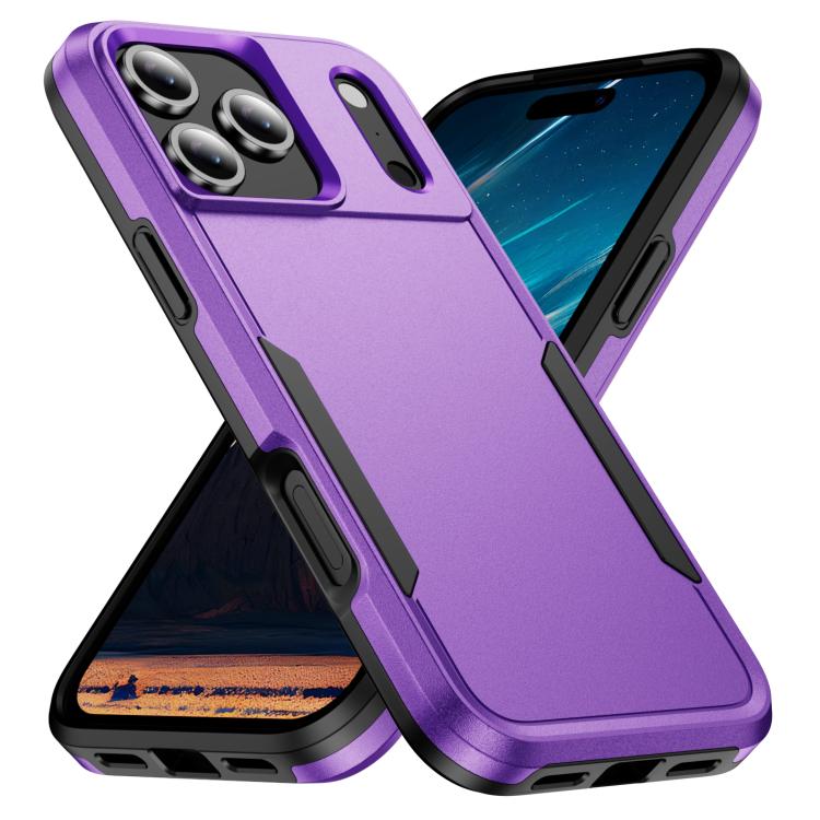 

For iPhone 17 Pro Pioneer Armor Heavy Duty PC + TPU Phone Case(Purple+Black)