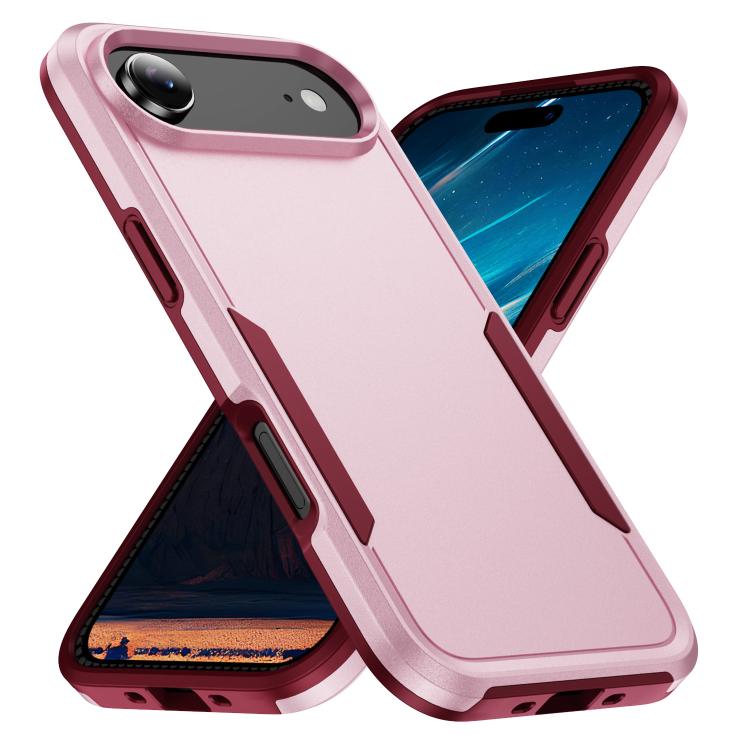 

For iPhone Air Pioneer Armor Heavy Duty PC + TPU Phone Case(Pink+Rose Red)