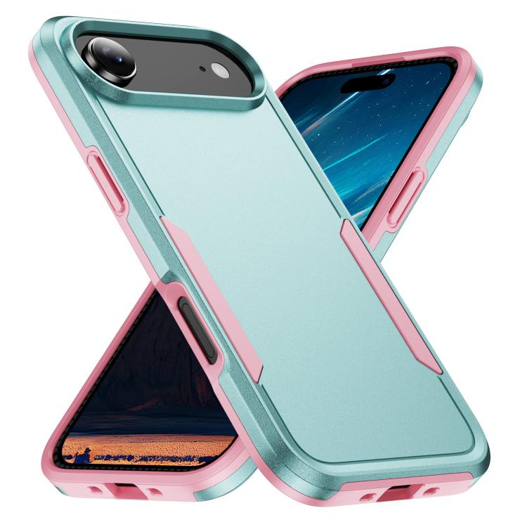 

For iPhone 17 Air Pioneer Armor Heavy Duty PC + TPU Phone Case(Green+Pink)