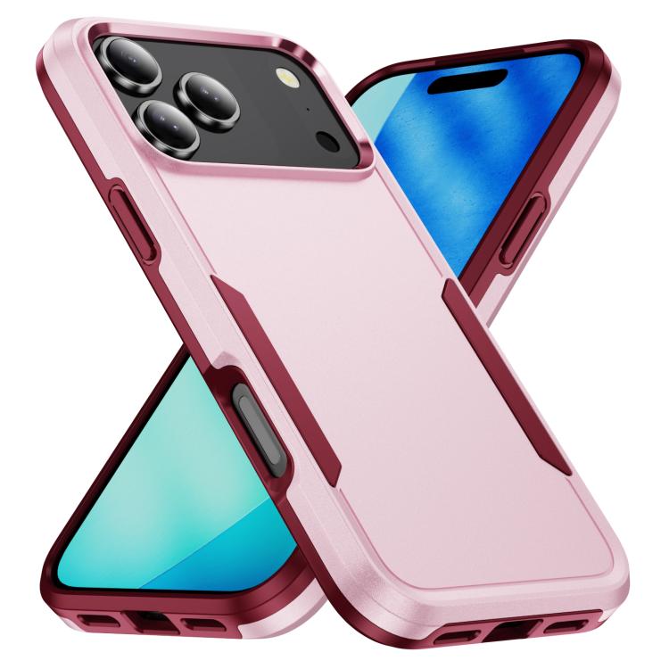 For iPhone 18 Pro Max Pioneer Armor Heavy Duty PC + TPU Phone Case(Pink+Rose Red)