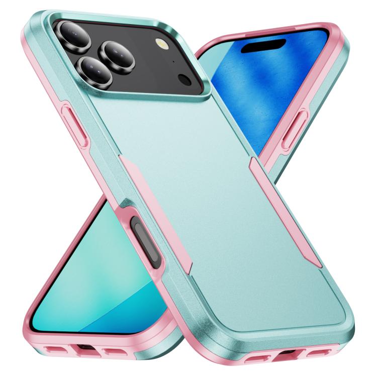For iPhone 18 Pro Max Pioneer Armor Heavy Duty PC + TPU Phone Case(Green+Pink)