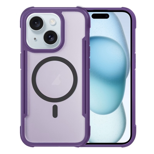 

For iPhone 15 Skin Feel Frosted MagSafe Magnetic PC Hybrid TPU Phone Case(Purple)