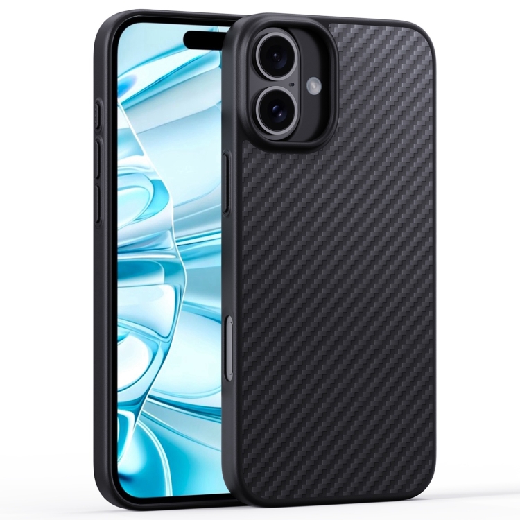 

For iPhone 16 Plus Carbon Fiber Kevlar MagSafe Magnetic Phone Case(Black)