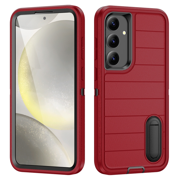 

For Samsung Galaxy S24+ 5G Defender Gen2 Rugged PC + Silicone Phone Case with Holder(Red+Black)