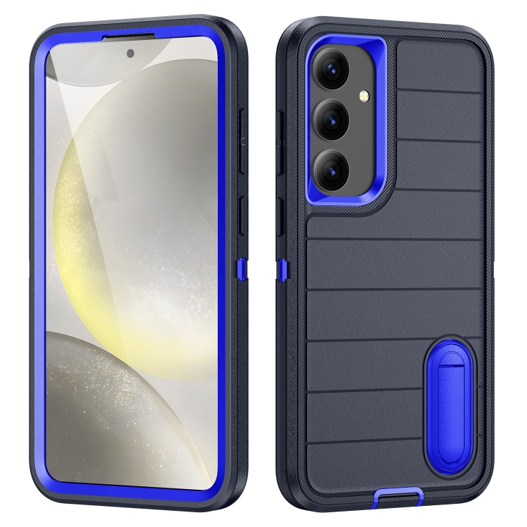 

For Samsung Galaxy S24+ 5G Defender Gen2 Rugged PC + Silicone Phone Case with Holder(Dark Blue)