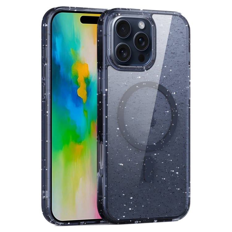 

For iPhone 16 Pro Crystal Clear MagSafe Magnetic Phone Case(Transparent Black)