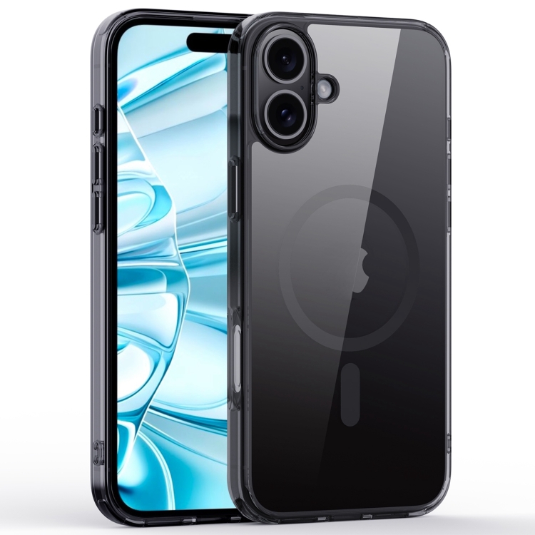 

For iPhone 16 Crystal Clear MagSafe Magnetic Phone Case(Transparent Black)