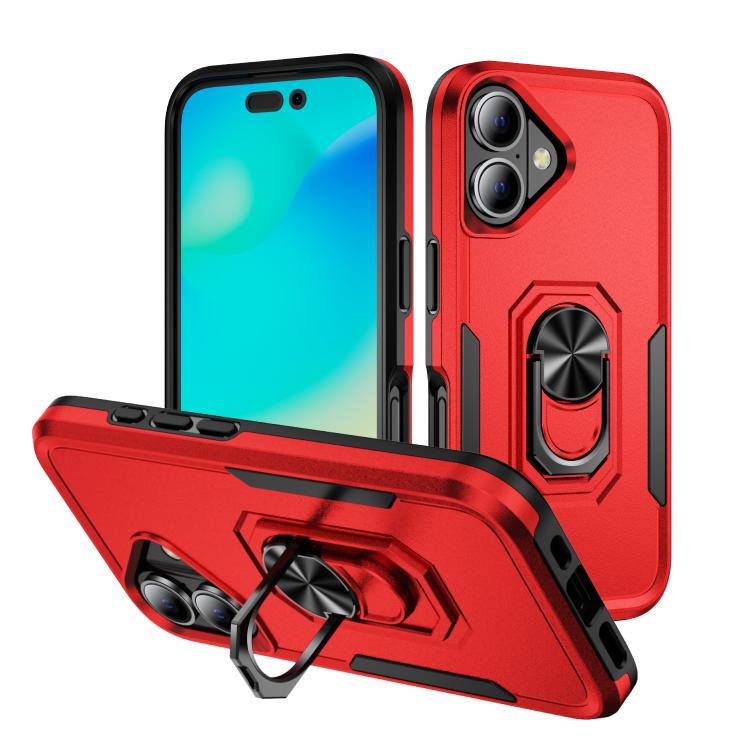 For iPhone 17 Pioneer Armor Heavy Duty PC + TPU Phone Case with Holder(Red+Black) — купить у Sunsky-online WW