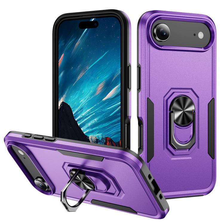 For iPhone Air Pioneer Armor Heavy Duty PC + TPU Phone Case with Holder(Purple+Black) — купить у Sunsky-online WW
