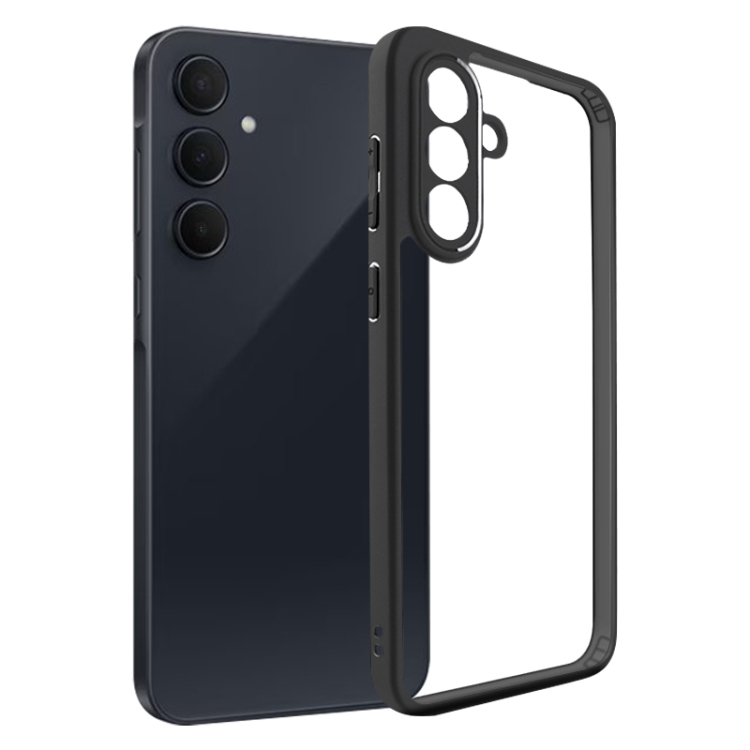 

For Samsung Galaxy A36 5G Frosted TPU + Transparent PC Phone Case(Black)