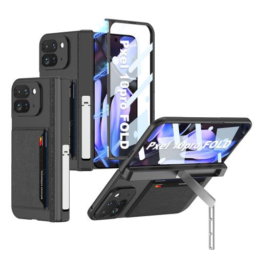 

For Google Pixel 10 Pro Fold GKK Integrated Fold Hinge Card Slot Phone Case with Holder(Black)