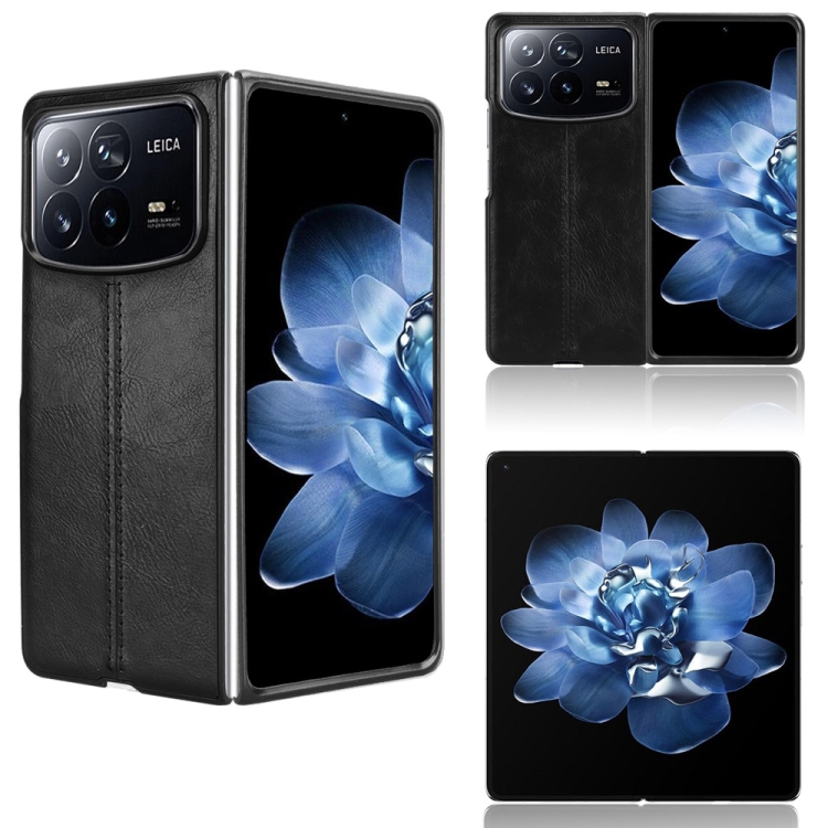 

For Xiaomi Mix Fold 4 Cow Pattern Sewing Back Cover Phone Case(Black)