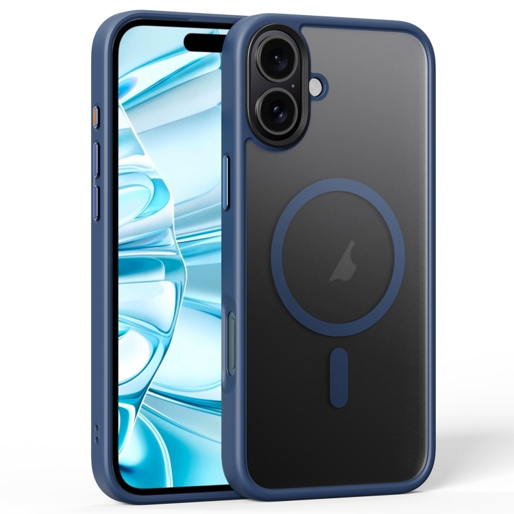

For iPhone 16 Frosted MagSafe Magnetic Phone Case(Titanium Blue)