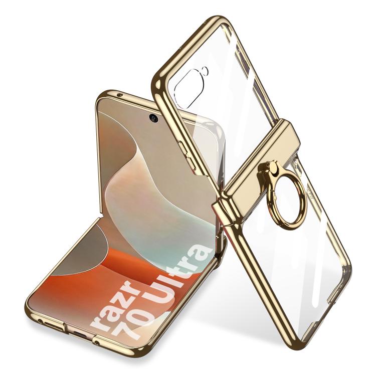 For Motorola Razr 70 Ultra GKK Integrated  Magnetic Folding Phantom Rotary Phone Case with Ring Holder(Champagne Gold)