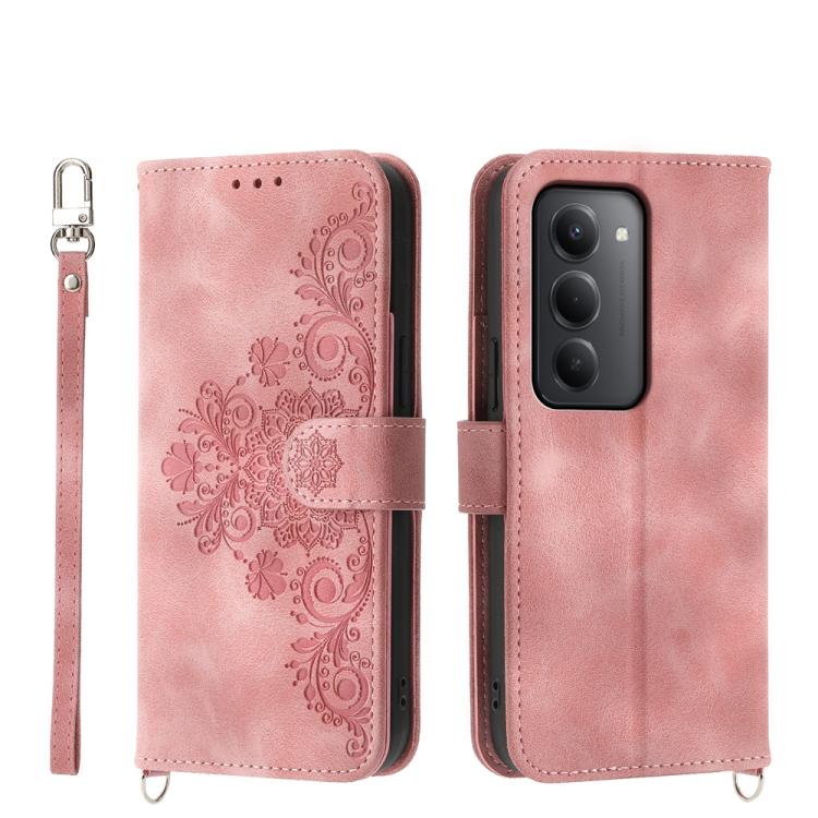 

For Redmi 15 5G Global / 15 4G SEA 169.5mm Skin Feel Flowers Embossed Wallet Leather Phone Case(Pink)