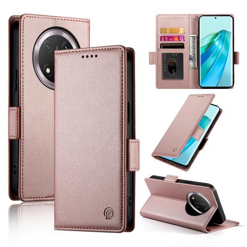 

For Honor X9c Global / Magic7 Lite Side Buckle Magnetic Frosted Leather Phone Case(Rose Gold)